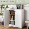 Giantex 2 Door Storage Base Cabinet - Freestanding Floor Cabinet with 3-Tier Shelf, 28 x 13.5 x 33.5, Non-Slip Foot Pads, Kitchen Cupboard Storage Organizer for Living Room, Entryway, Office view 4