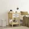 Better Home Products Solid Pine Wood 2 Drawer Nightstand in White & Natural view 2