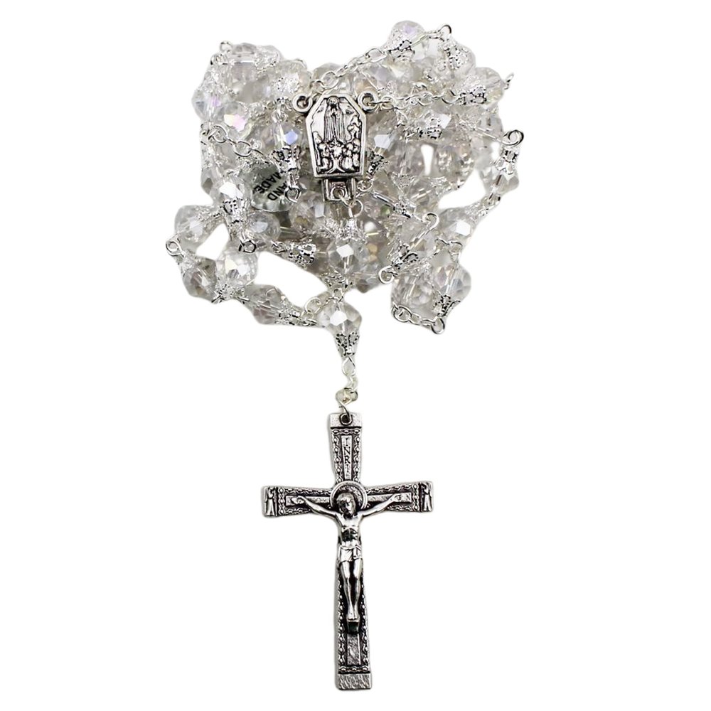 Handmade in Portugal Clear Shiny Glass Beads Our Lady of Fatima Rosary