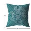 16 Teal White Hamsa Boho Suede Throw Pillow view 4