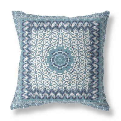 18 Blue White Holy Floral Indoor Outdoor Throw Pillow