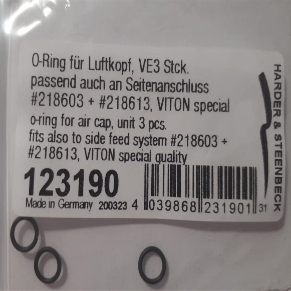 Harder & Steenbeck 123190 O-Ring (3pcs) for air Cap and Color Cup #218603 + #218613 VITON Quality