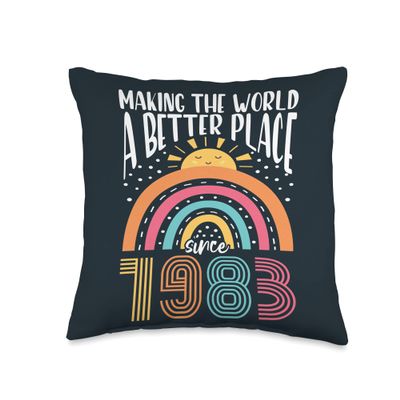 40 Birthday Making the world a better place since 1983 Throw Pillow