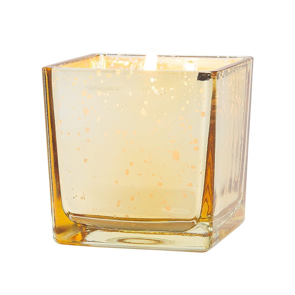 3" Gold-Flecked Square Votive Candle Holders