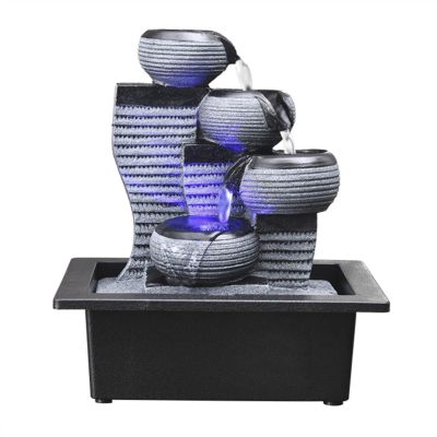 HIHELO Indoor Water Fountains Stacking Creative Modeling Indoor Running Water Desktop Fountain Decoration Feng Shui Ball Simple Office Decorations Tabletop Waterfall Fountain