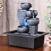 HIHELO Indoor Water Fountains Stacking Creative Modeling Indoor Running Water Desktop Fountain Decoration Feng Shui Ball Simple Office Decorations Tabletop Waterfall Fountain view 3