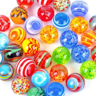 SallyFashion 32PCS Glass Marbles Bulk, 16mm/0.6inch Handmade Colorful Assorted Marbles for Vase Filler Flower Candle Crafts Centerpieces and Wedding Decoration