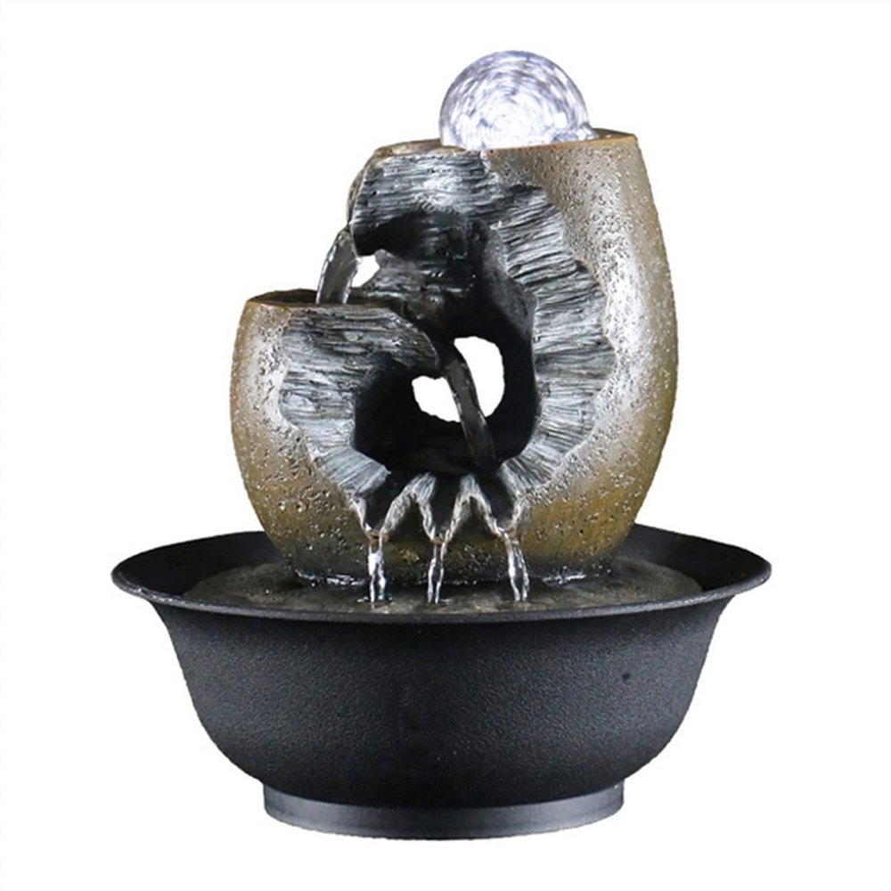 HIHELO Indoor Water Fountains Simple Indoor Water Fountain Living Room Study Desktop Decoration Feng Shui Ball Office Feng Shui Wheel Decorations Tabletop Waterfall Fountain