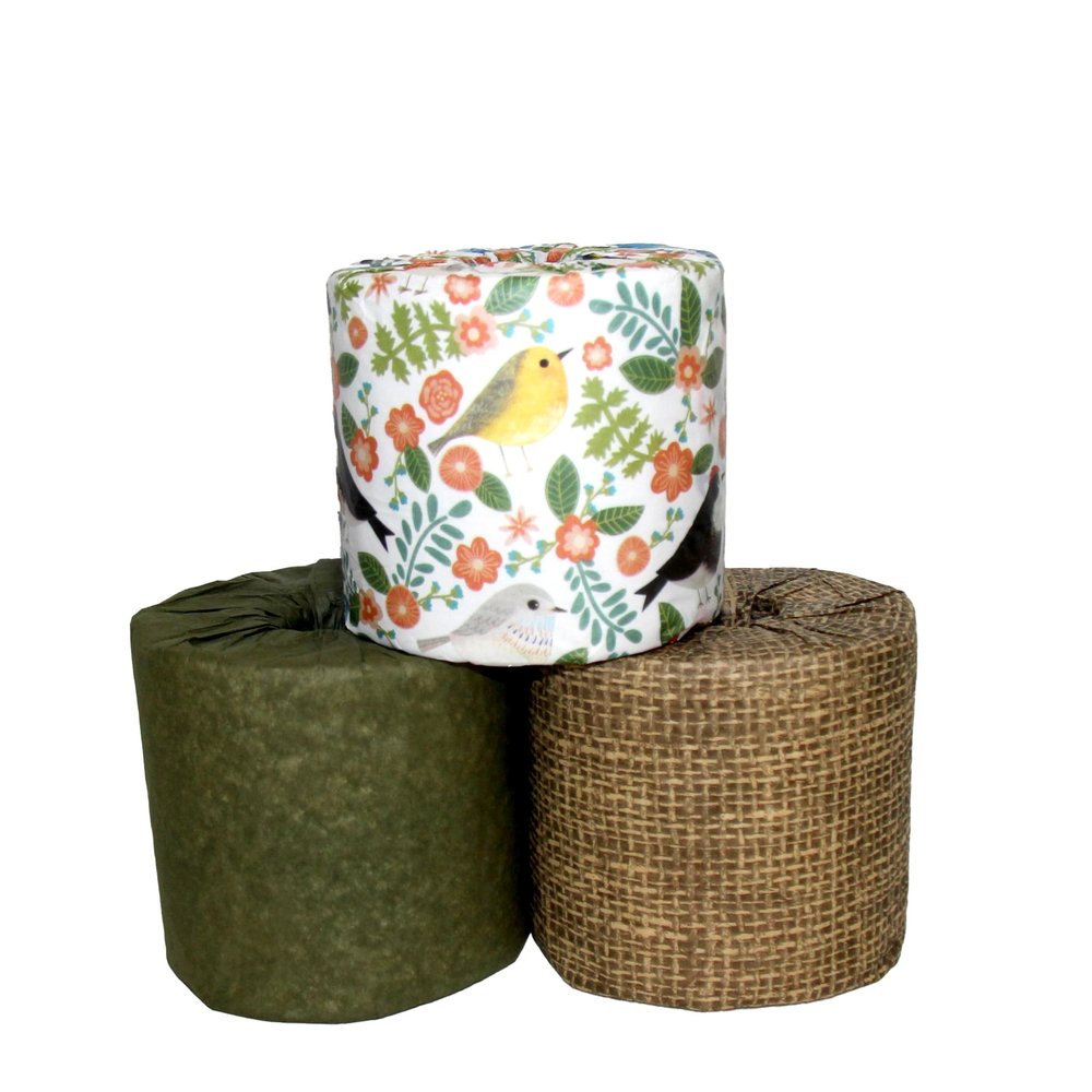 Decorative Toilet Paper Covers, 9 Paper Wraps, 3 of Each of the Designs, Fits Any Size Toilet Paper Roll (Pattern: Melody Birds)