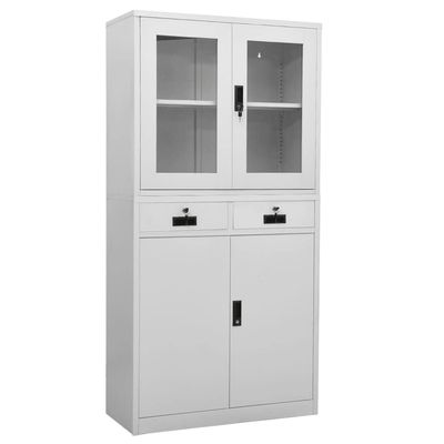 KTHLBRH Office Cabinet Light Gray 35.4"x15.7"x70.9" Steel and Tempered Glass,Storage Cabinet,Display Cabinet, Multipurpose Cabinet,Storage Furniture,for Living Room