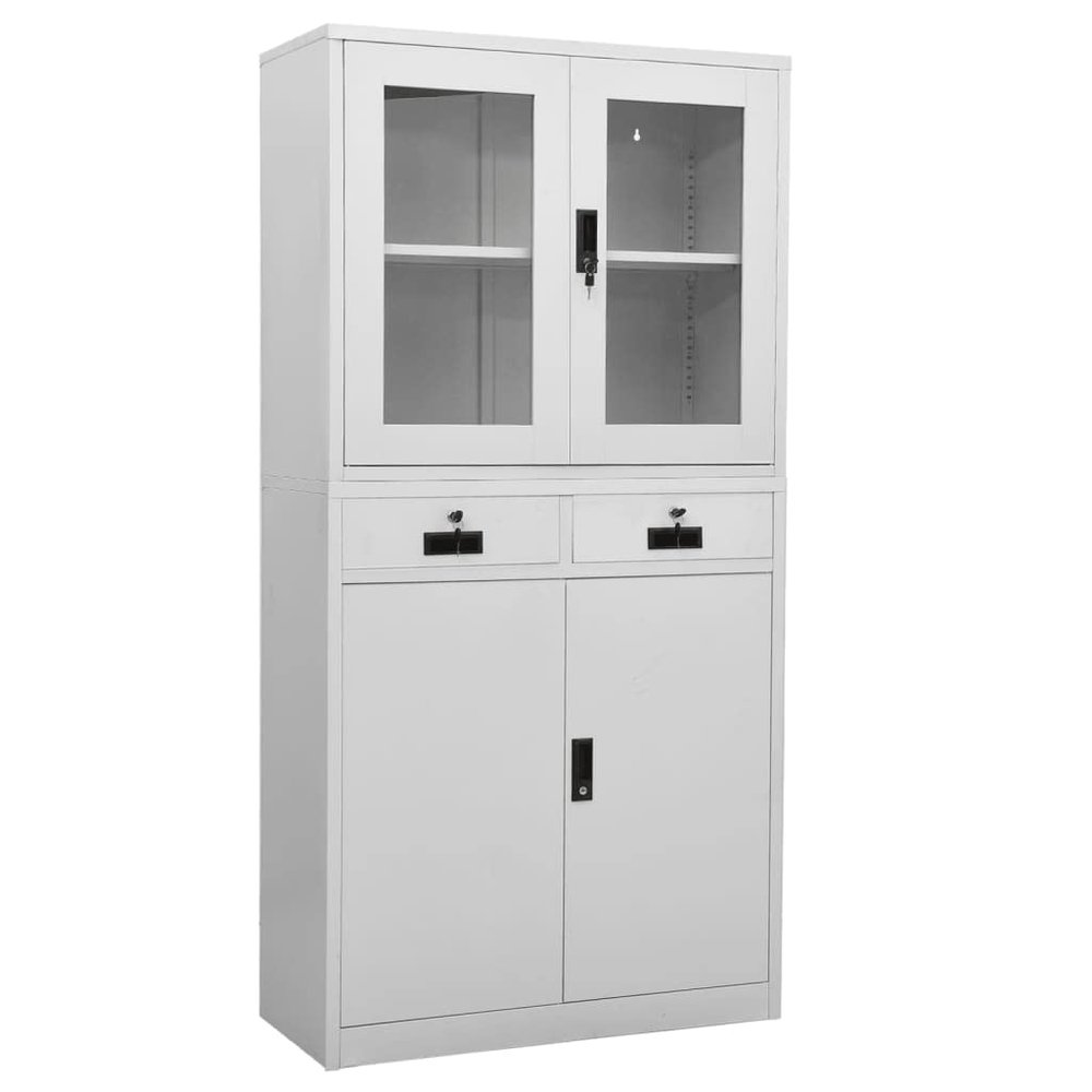 KTHLBRH Office Cabinet Light Gray 35.4"x15.7"x70.9" Steel and Tempered Glass,Storage Cabinet,Display Cabinet, Multipurpose Cabinet,Storage Furniture,for Living Room