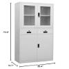 KTHLBRH Office Cabinet Light Gray 35.4"x15.7"x70.9" Steel and Tempered Glass,Storage Cabinet,Display Cabinet, Multipurpose Cabinet,Storage Furniture,for Living Room view 2
