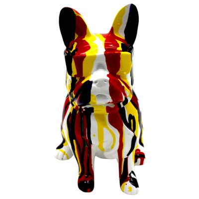 Interior Illusions Plus Red and Yellow Graffiti French Bulldog with Glasses - 8 Inch Tall Home Decor