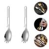BESPORTBLE 2pcs Camping Dishware Survival Fork Spoon Set Stainless Steel Multi-use Spork Bottle Opener Portable Outdoor Camping Utensils view 3