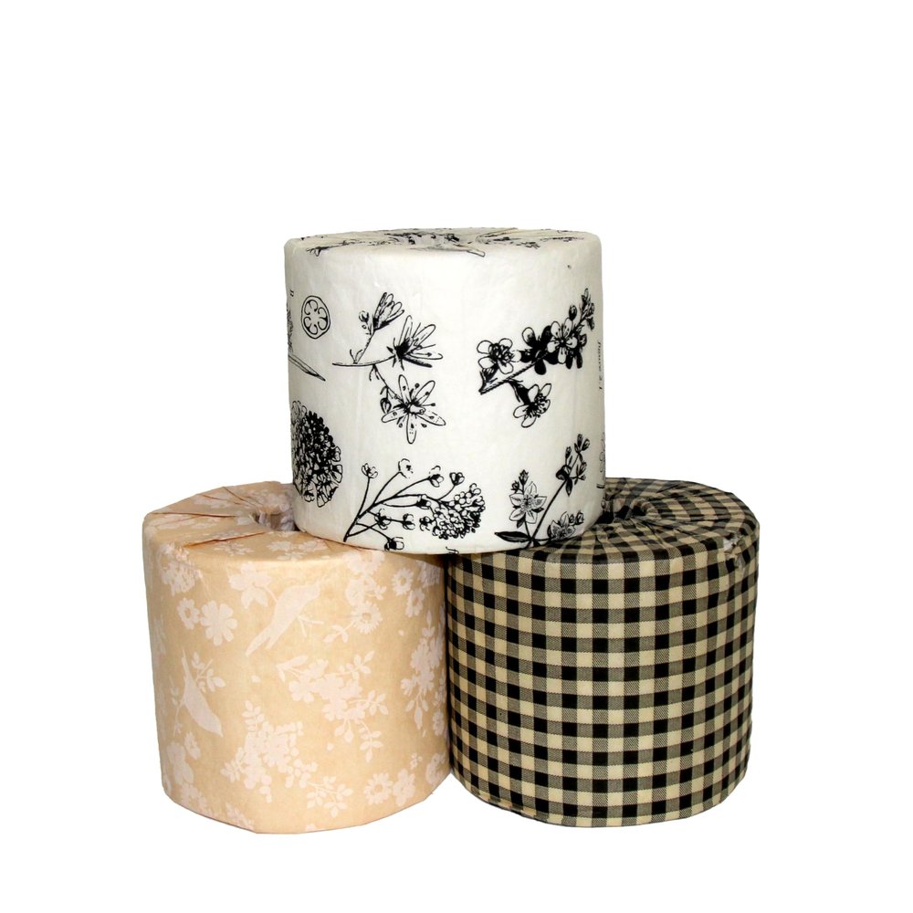 Decorative Toilet Paper Covers, 9 Paper Wraps, 3 of Each of The Designs, Fits Any Size Toilet Paper Roll (Pattern: Botanical Blossom)