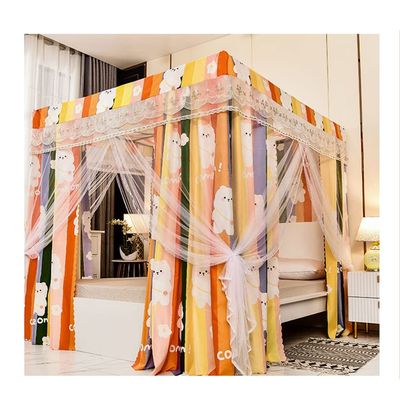 4 Corner Post Bed Canopy, Windproof Bed Cover Mosquito Net with Stainless Steel Stand Twin Queen King Decoration (Color : B, Size : 180X200cm/71X79inch)