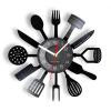ICECHEN Wall Decoration Clock 12Inch/30Cm Tableware for Western Food Vinyl Wall Clock Eggbeater Fork Knife Slotted Turner Wall Watch Kitchen Hanging Decor view 1