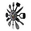 ICECHEN Wall Decoration Clock 12Inch/30Cm Tableware for Western Food Vinyl Wall Clock Eggbeater Fork Knife Slotted Turner Wall Watch Kitchen Hanging Decor view 3