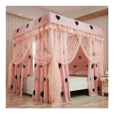 4 Corner Post Bed Canopy - Princess Bed Luxury Curtain Mosquito Net for Girls Boys Adult - with Stand Bedroom Decor (Color : Pink, Size : 180X200cm/71X79inch)