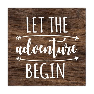 Farmhouse Wooden Pallet Sign Plaque Let The Adventure Begin Aesthetic Wood Wall Hanging Plaque Decorative Wood Wall Hanging Door Sign Wall Hanging Plaque Wall Decor for Yard Front Door 12 Inch