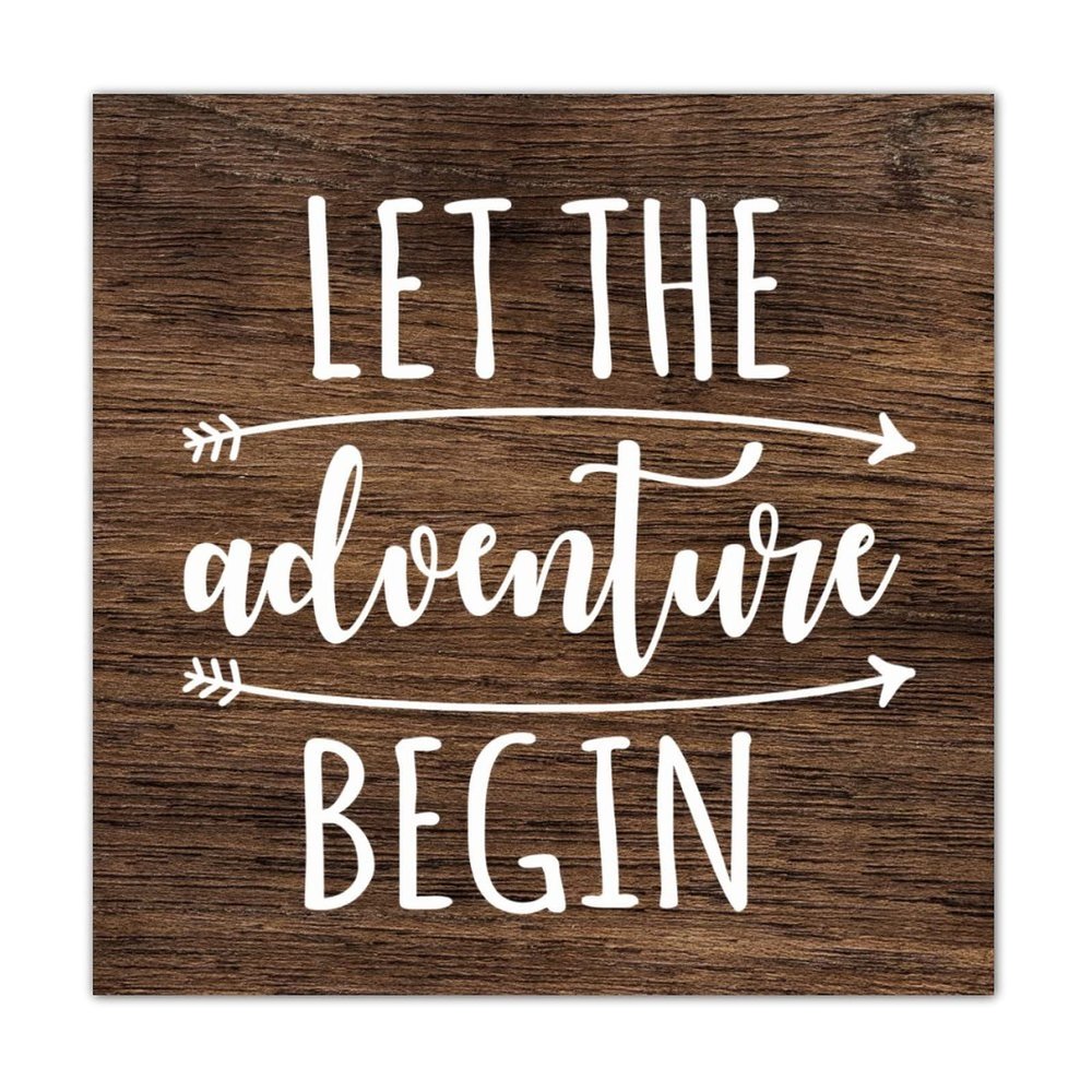 Farmhouse Wooden Pallet Sign Plaque Let The Adventure Begin Aesthetic Wood Wall Hanging Plaque Decorative Wood Wall Hanging Door Sign Wall Hanging Plaque Wall Decor for Yard Front Door 12 Inch