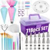 LUSHYUM Cookie Decorating Kit 118pcs with Storage Case, Royal Sugar Piping Bags and Tips Icing Supplies Set, Turntable Scribe Decoration Tools for Kids & Cookie Holiday Christmas Valentine view 1