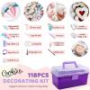 LUSHYUM Cookie Decorating Kit 118pcs with Storage Case, Royal Sugar Piping Bags and Tips Icing Supplies Set, Turntable Scribe Decoration Tools for Kids & Cookie Holiday Christmas Valentine view 2