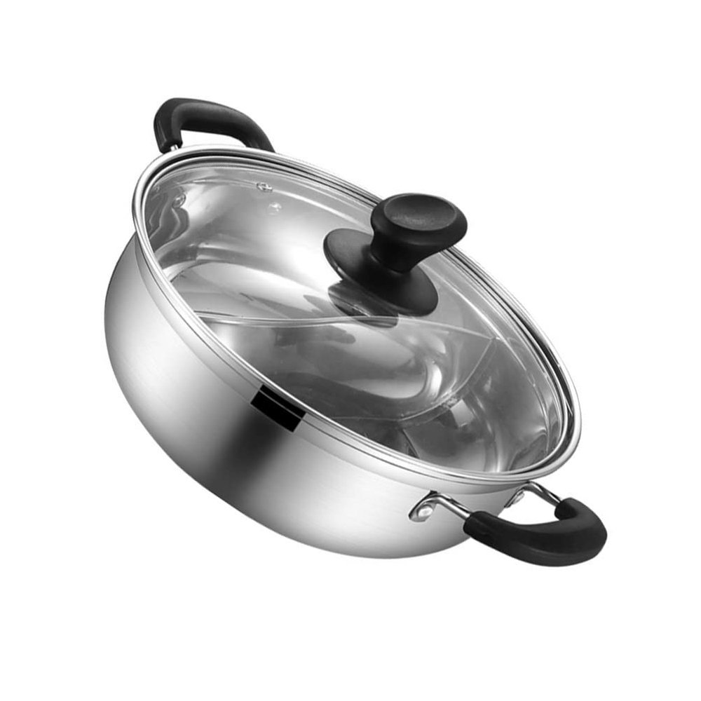 1pc Stainless Steel Mandarin Duck Pot Gas Cooker Pot Hot Holder Kitchen Accessory Cooking Practical Hot Container Home Kitchenware with Lid Induction Cooker
