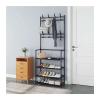 ARZARF Entryway Coat Rack Multifunction Coat Rack Floor Shelf Stand with Wheels Multifunction Storage Rack Organizer Garment Clothes Holder Shelves Free Standing Coat Rack (Color : Gray) view 1