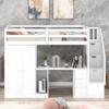 Hlcodca Classic Twin Size Loft Bed with Built-in Desk and Drawers,Wood Loft Bed with Wardrobe,Storage Stairs and Open Cabinet,for Kids Teens Adults Bedroom (White#S) view 2