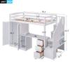 Hlcodca Classic Twin Size Loft Bed with Built-in Desk and Drawers,Wood Loft Bed with Wardrobe,Storage Stairs and Open Cabinet,for Kids Teens Adults Bedroom (White#S) view 3
