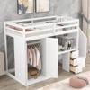Hlcodca Classic Twin Size Loft Bed with Built-in Desk and Drawers,Wood Loft Bed with Wardrobe,Storage Stairs and Open Cabinet,for Kids Teens Adults Bedroom (White#S) view 4