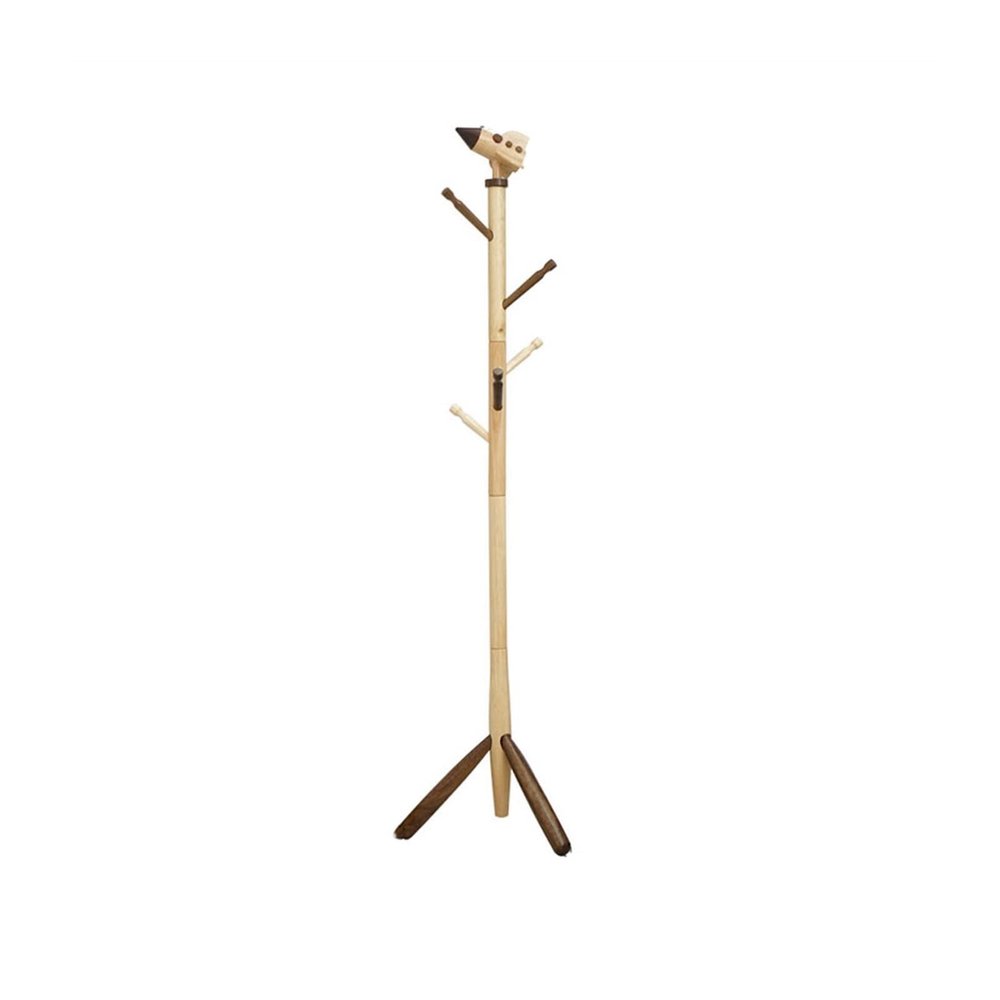 ARZARF Entryway Coat Rack Wood Coat Rack Children's Room Floor Hanger Stable Tri-Legged Base Wood Coat Height Adjustable for Different Ages Free Standing Coat Rack (Color : Brass)