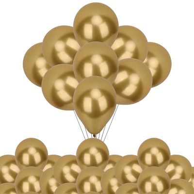 Trimming Shop Metallic Balloons, 50pcs Decorative Latex Chrome Balloons 5 Inch Party Balloons Shiny Helium Birthday Balloons for Wedding, Engagement, Baby Shower, Christmas Decoration, Gold