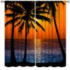 Beach View Curtains,Tropical Beach Summer Island Palm Tree Landscape Blackout Decorative Curtains Bedroom Living Room Kitchen 42x45 Inch view 1