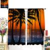 Beach View Curtains,Tropical Beach Summer Island Palm Tree Landscape Blackout Decorative Curtains Bedroom Living Room Kitchen 42x45 Inch view 3
