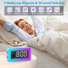AFEXOA RGB Night Light Alarm Clock for Kids, Teenagers, Adults, Mirrored Clock with Dual Alarms, Snooze, LED Display, USB Charger, Small Dimmable Alarms for Bedtime view 4