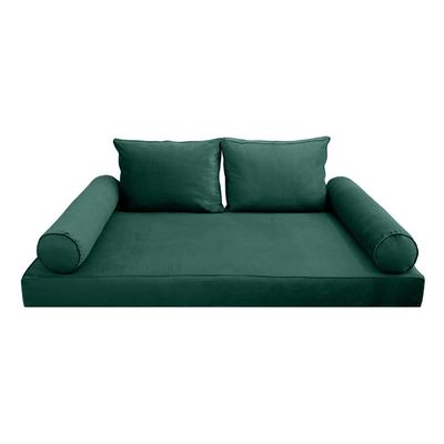 Prolinemax Style V1 Twin-XL Size Velvet Pipe Trim Indoor Daybed Bolster Pillow Cushion Mattress Fitted Sheet |Cover ONLY| AD317