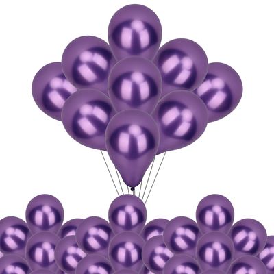 Trimming Shop Metallic Balloons, 50pcs Decorative Latex Chrome Balloons 10 Inch Party Balloons Shiny Helium Birthday Balloons for Wedding, Engagement, Baby Shower, Christmas Decoration, Purple