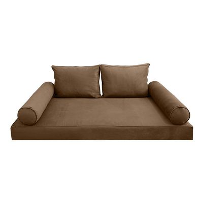 Prolinemax Style V1 Twin-XL Size Velvet Pipe Trim Indoor Daybed Bolster Pillow Cushion Mattress Fitted Sheet |Cover ONLY| AD308