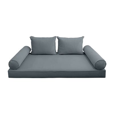 Prolinemax Style V1 Twin-XL Size Velvet Pipe Trim Indoor Daybed Bolster Pillow Cushion Mattress Fitted Sheet |Cover ONLY| AD347