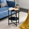 2-Piece Set Tempered Glass End Table, Modern Round Small Coffee Table, Sofa Side Table, Bedside Table, Plant Stand, for Bedroom Living Room Office, Sturdy and Durable, Easy Assembly, Black view 1