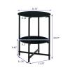 2-Piece Set Tempered Glass End Table, Modern Round Small Coffee Table, Sofa Side Table, Bedside Table, Plant Stand, for Bedroom Living Room Office, Sturdy and Durable, Easy Assembly, Black view 2