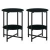 2-Piece Set Tempered Glass End Table, Modern Round Small Coffee Table, Sofa Side Table, Bedside Table, Plant Stand, for Bedroom Living Room Office, Sturdy and Durable, Easy Assembly, Black view 3