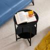 2-Piece Set Tempered Glass End Table, Modern Round Small Coffee Table, Sofa Side Table, Bedside Table, Plant Stand, for Bedroom Living Room Office, Sturdy and Durable, Easy Assembly, Black view 4