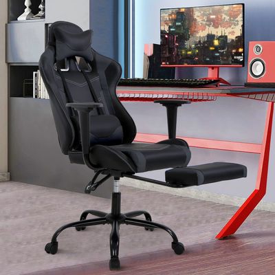 Gaming Chair for Adults with Footrest Racing Chair PC Chair Silla Gamer Chair Racing Gaming Chair Cheap Recliner Game Chair with Headrest Lumbar Support Adjustable Armrest for Kids 8-12