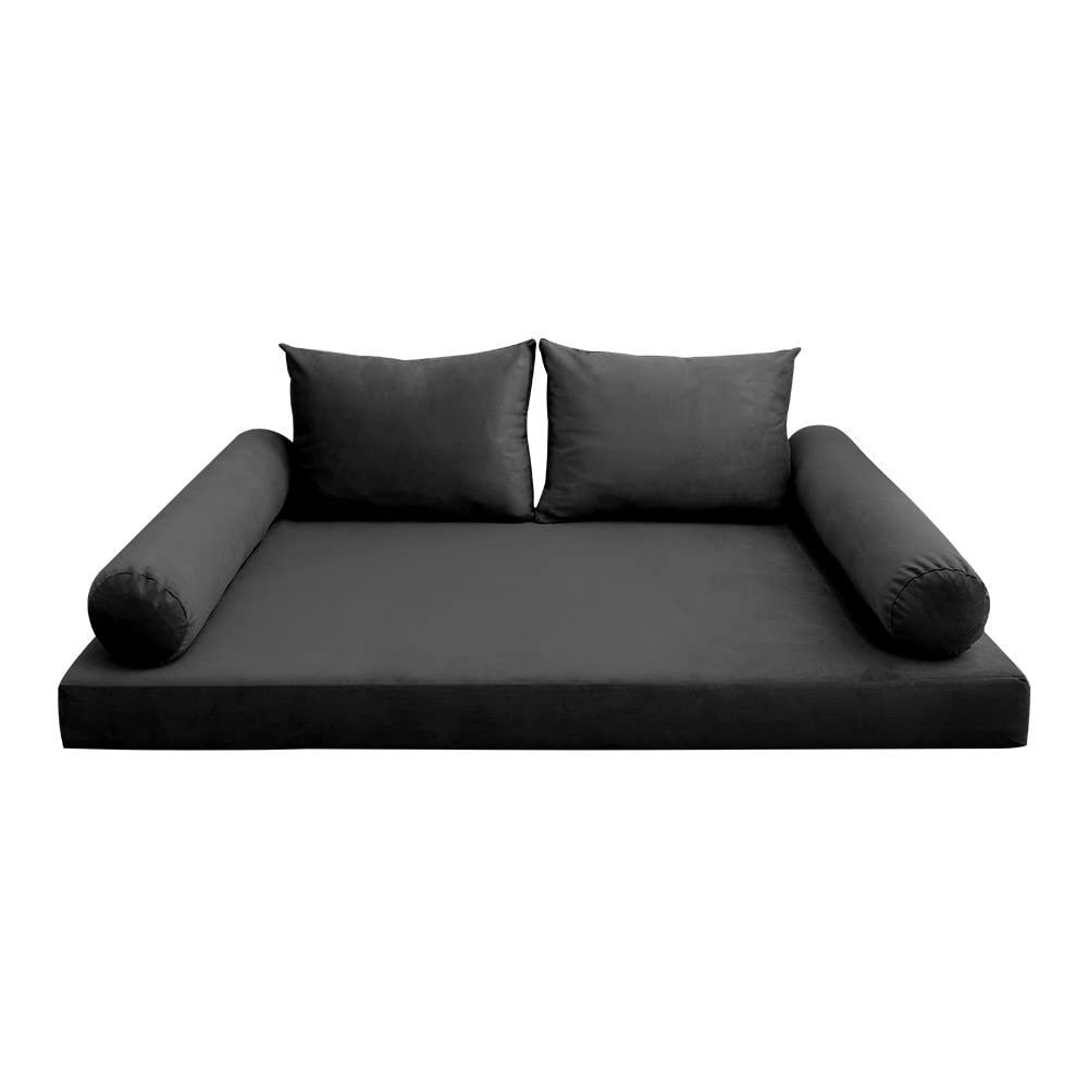 Prolinemax Style V1 Full Size Velvet Knife Edge Indoor Daybed Bolster Pillow Cushion Mattress Fitted Sheet |Cover ONLY| AD350
