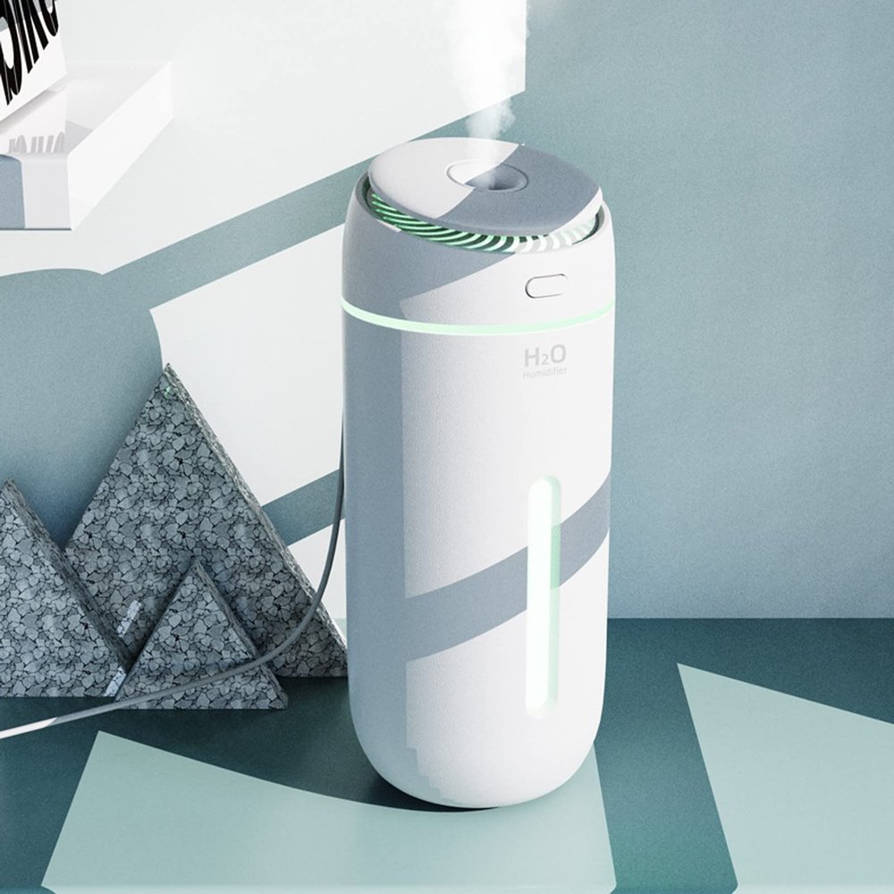 MUMICO USB Humidifier with Colorful Light - Large Capacity Quiet Cool Mist Humidifier - 2 Mist Modes/Low Noise/400ML Water Tank/Easy to Clean -Suitable for Bedroom/Car/Office/Plants