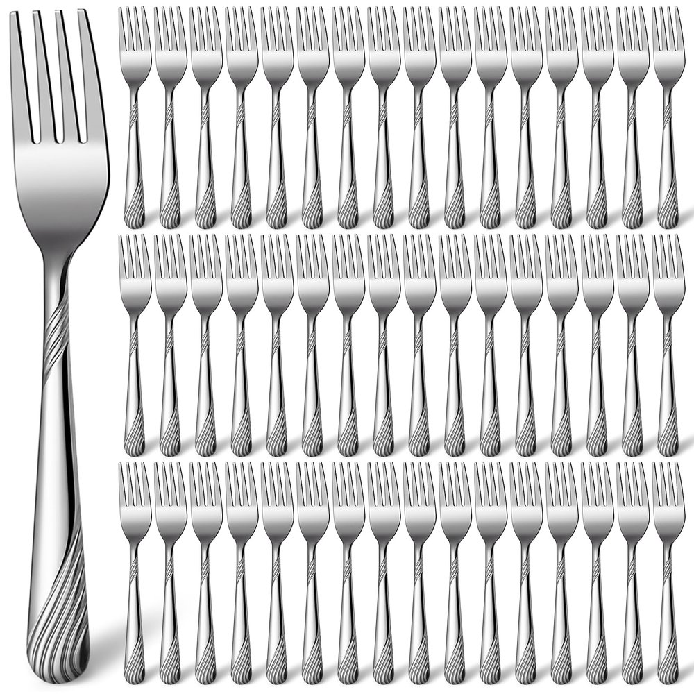 Minatee 100 Pcs Metal Dinner Forks Bulk Set 6.9 Inches Stainless Steel Forks Silverware Mirror Polished Reusable Cutlery for Home Kitchen Restaurant Catering and Commercial Use