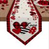 Valentines Table Runner Dresser Scarves, Valentine's Day Love Heart Red Black Buffalo Plaid Table Runners 108 Inch Long,Washable Kitchen Dining Coffee Table Decor for Farmhouse Party Holiday Dinner view 1